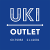 Sinivalkoinen outlet-logo.