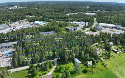 Ilmakuva Kuokkamaankatu-Huhtatien tonteista